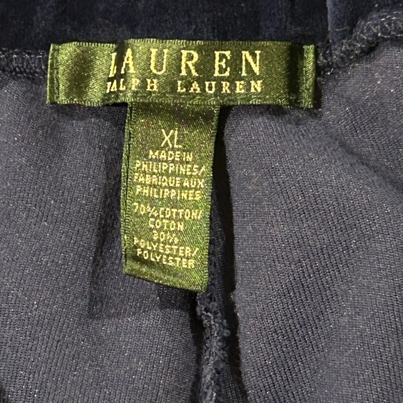 Lauren Ralph Lauren Royal Blue Velvet Joggers Sweat Pants loungewear XL - Picture 2 of 2